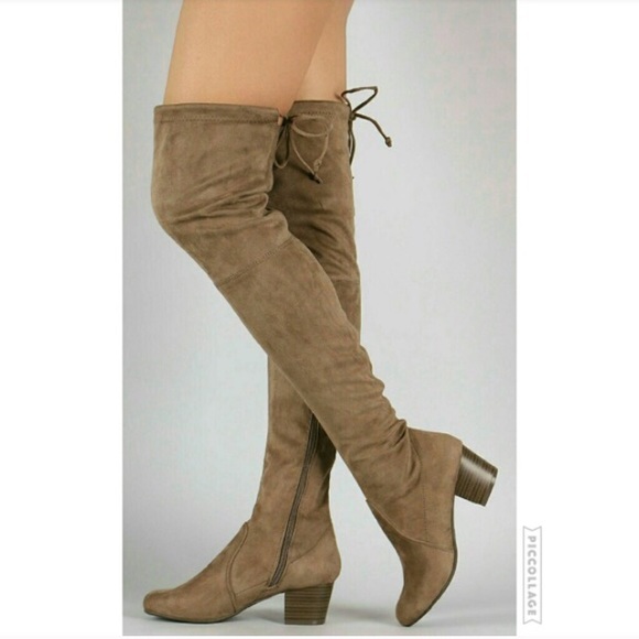 Shoes - FINAL PRICE DROP🎉Taupe Suede Over The Knee Boots